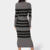 Long Sleeve Collared Striped Knit Dress