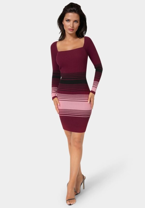 Stripe Rib Sweater Midi Dress