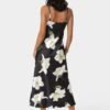 Printed Satin V-Neck Maxi Dress